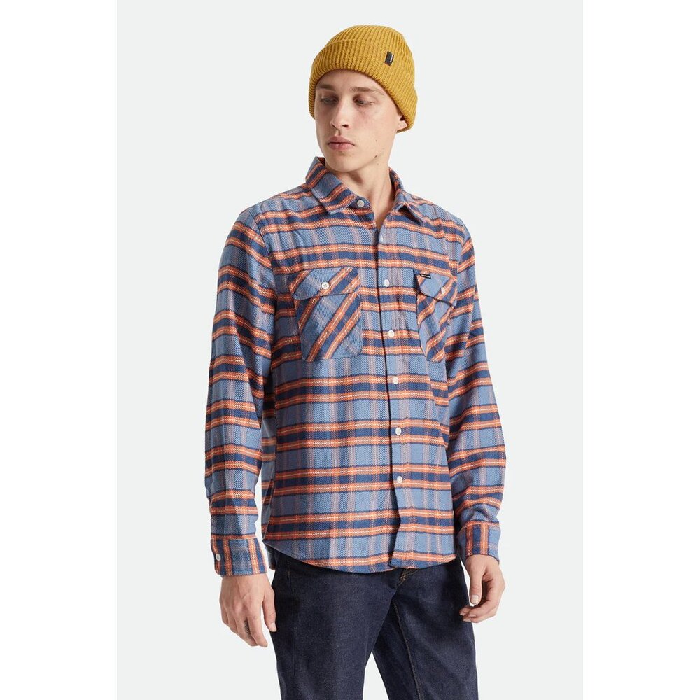 Brixton Bowery Flannel shirt in Slate Blue